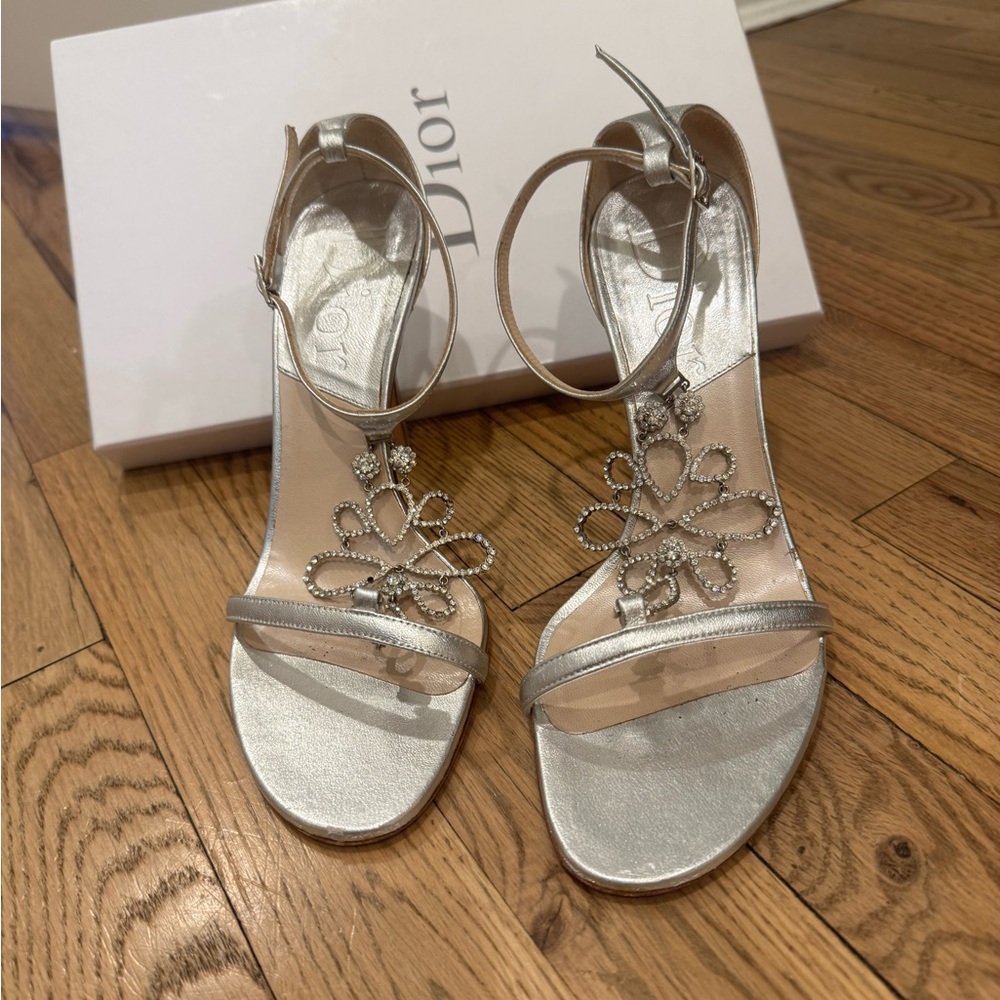 Dior Silver Strappy Heels